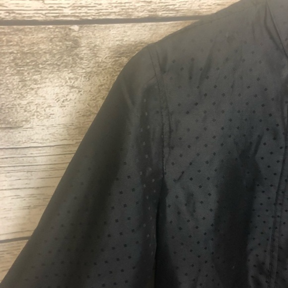 Oleg Cassini Black Tuxedo Polka Dot Mandarin Collar Button Up Blouse Med… - Picture 5 of 16